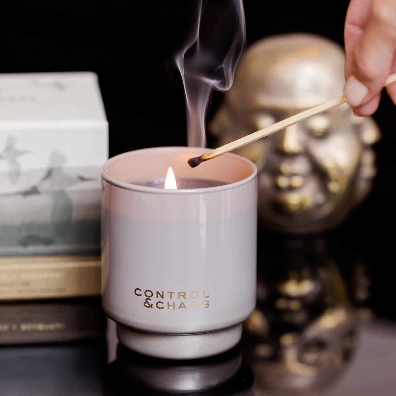 Control & Chaos Candle Lit with Match